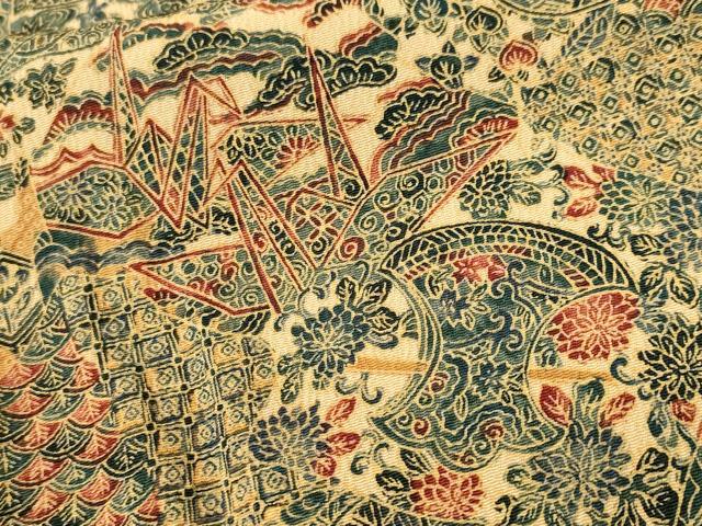 平和屋着物■上質な小紋 切嵌折り鶴吉祥花文 正絹 逸品 CABH9157ev