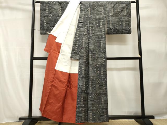 平和屋着物■上質な紬 幾何学文 正絹 逸品 CABH9161ev