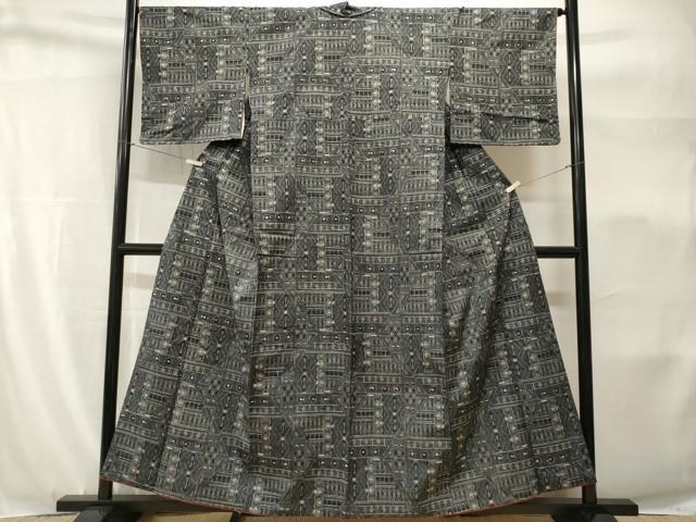 平和屋着物■上質な紬 幾何学文 正絹 逸品 CABH9161ev