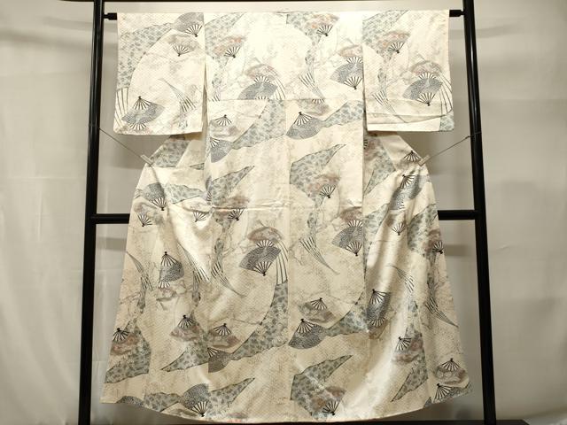 平和屋着物■上質な小紋 扇面草花文 金彩 正絹 逸品 CABH9167ev
