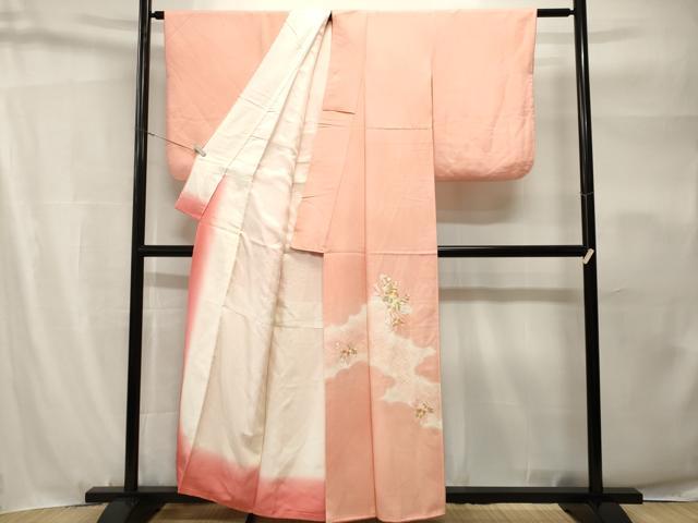 平和屋着物■色留訪問着 総刺繍 束ね熨斗草花文 暈し染め 正絹 逸品 CABH9170ev