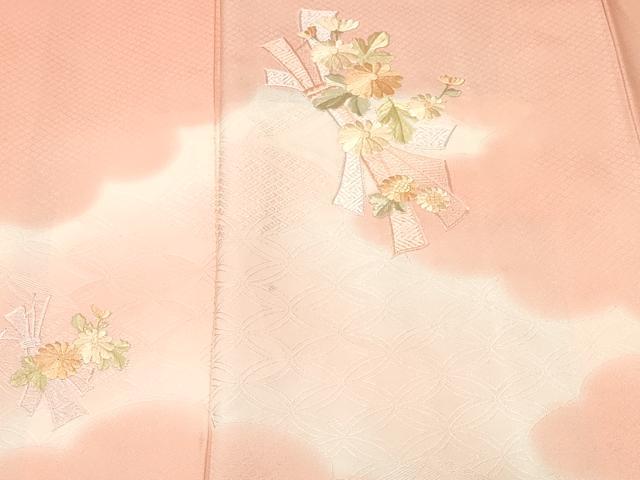 平和屋着物■色留訪問着 総刺繍 束ね熨斗草花文 暈し染め 正絹 逸品 CABH9170ev