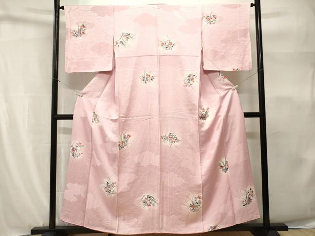 平和屋着物■上質な小紋 雲取り草花文 暈し染め 正絹 逸品 CABH9171ev