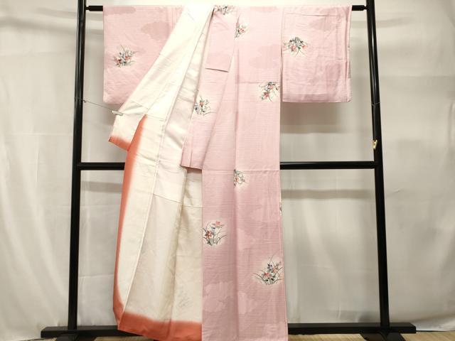 平和屋着物■上質な小紋 雲取り草花文 暈し染め 正絹 逸品 CABH9171ev