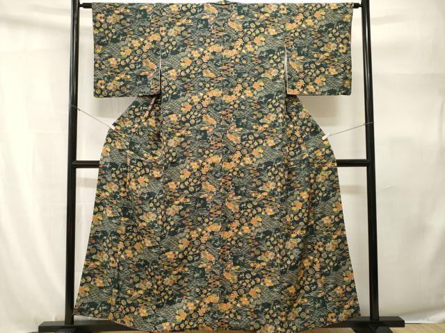 平和屋着物■上質な小紋 切嵌吉祥花文 正絹 逸品 CABH9175ev