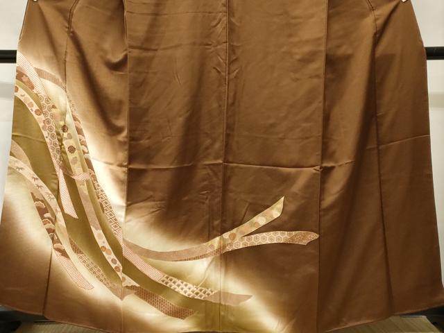 平和屋着物■訪問着 刺繍 鬘帯吉祥花文 暈し染め 金彩 正絹 逸品 CABH9176ev