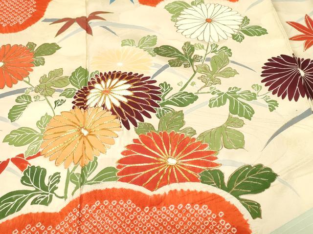 平和屋着物■豪華振袖 駒刺繍 絞り 芝草流水草花文 金彩 正絹 逸品 CABH9183ev