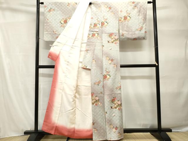 平和屋着物■上質な小紋 地紙花蝶文 暈し染め 金彩 三越扱い 正絹 逸品 CABH9187ev