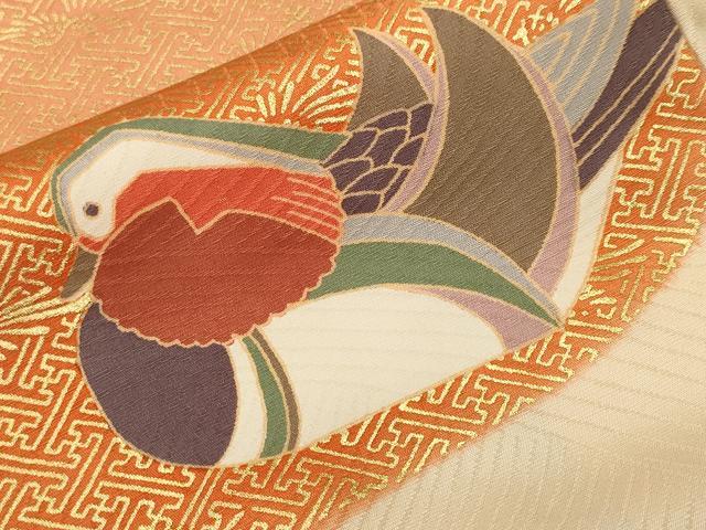 平和屋着物■訪問着 鴛鴦紗綾形花文 金彩 正絹 逸品 CABH9197ev