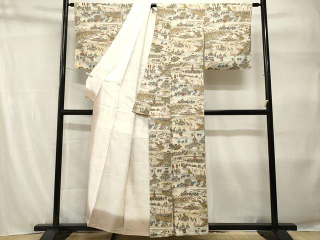 平和屋着物■上質な小紋 人物風景文 暈し染め 正絹 逸品 CABH9213ev