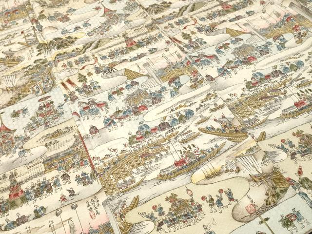平和屋着物■上質な小紋 人物風景文 暈し染め 正絹 逸品 CABH9213ev