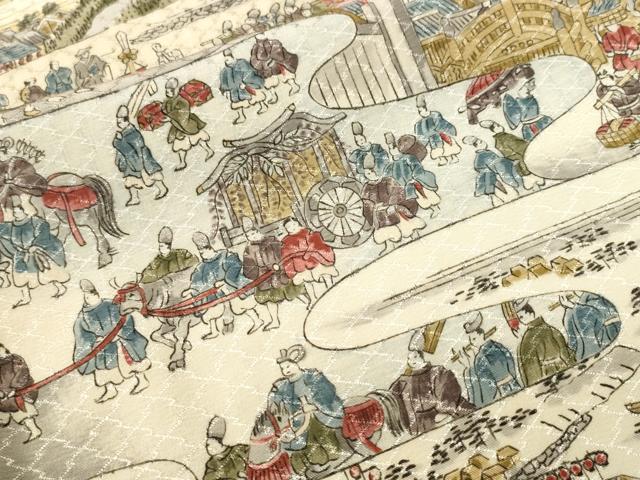 平和屋着物■上質な小紋 人物風景文 暈し染め 正絹 逸品 CABH9213ev
