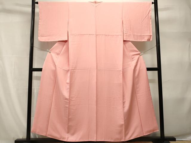 平和屋着物■上質な色無地 菱地紋 珊瑚色 正絹 逸品 未使用 CABH9215ev