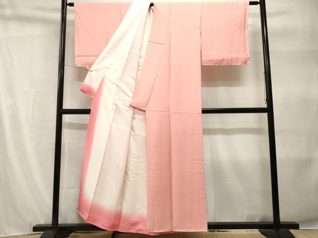 平和屋着物■上質な色無地 菱地紋 珊瑚色 正絹 逸品 未使用 CABH9215ev