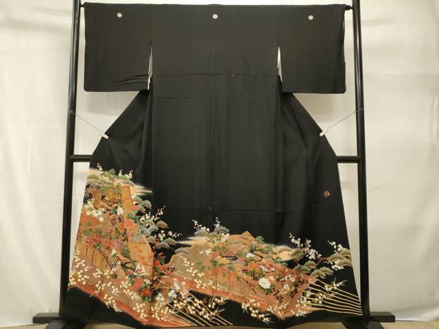 平和屋着物■豪華黒留袖 作家物 駒刺繍 松竹梅御所解文 暈し染め 金彩 正絹 逸品 CABH9217ev