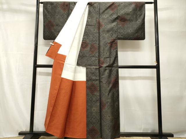 平和屋着物■本場大島紬 菱花文 正絹 逸品 CABH9220ev