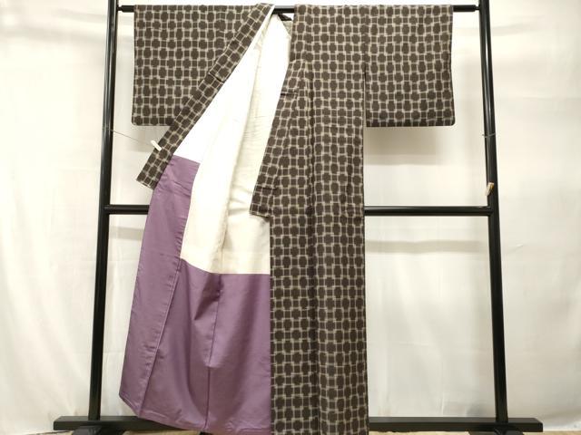 平和屋着物■上質な紬 絣文様 正絹 逸品 CABH9223ev