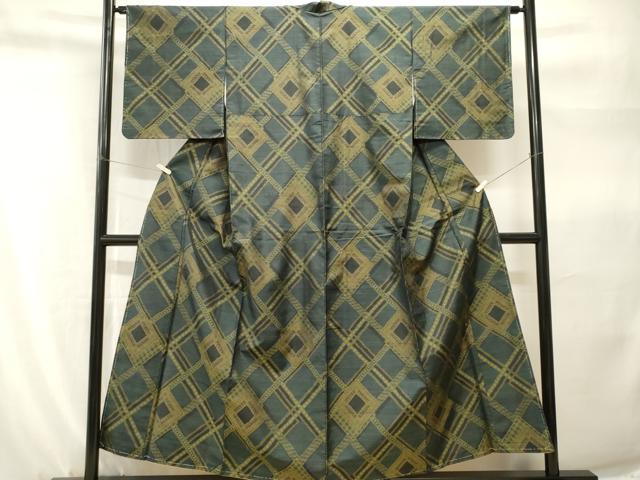 平和屋着物■上質な紬 菱吉祥文 正絹 逸品 CABH9229ev