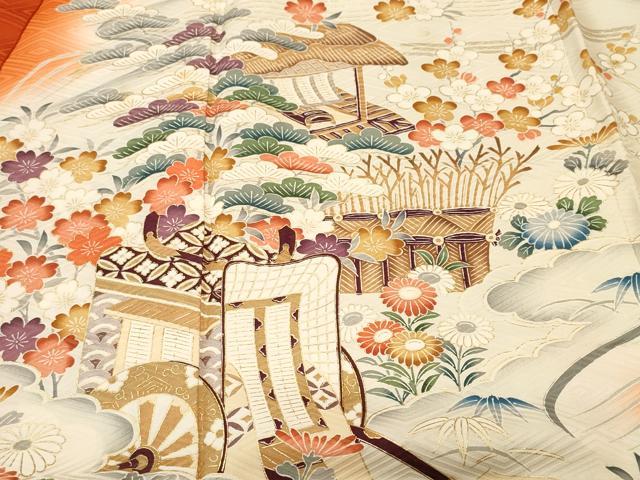平和屋着物■豪華振袖 御所車風景文 暈し染め 金彩 正絹 逸品 CABH9230ev