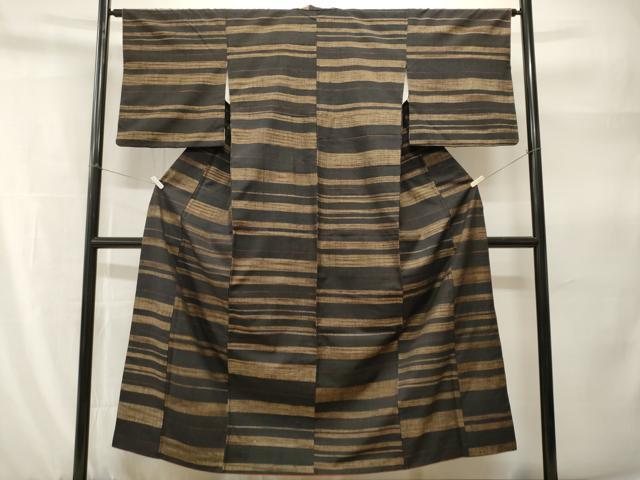平和屋着物■上質な紬 横段文 正絹 逸品 CABH9240ev