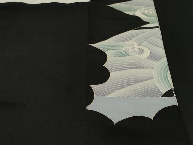 平和屋着物■豪華黒留袖 駒刺繍 立波飛鶴文 暈し染め 金彩 正絹 逸品 CABH9245ev