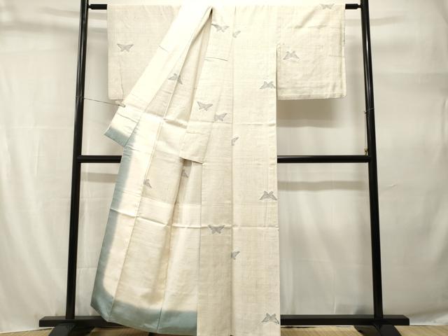 平和屋着物■上質な紬 縞 舞蝶文 背抜き仕立て 正絹 逸品 CABH9246ev