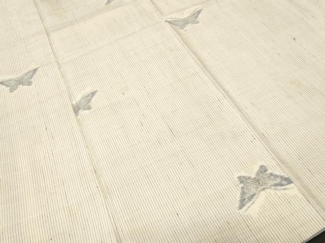平和屋着物■上質な紬 縞 舞蝶文 背抜き仕立て 正絹 逸品 CABH9246ev