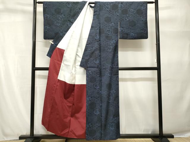 平和屋着物■上質な紬 更紗亀甲吉祥花文 正絹 逸品 CABH9258ev