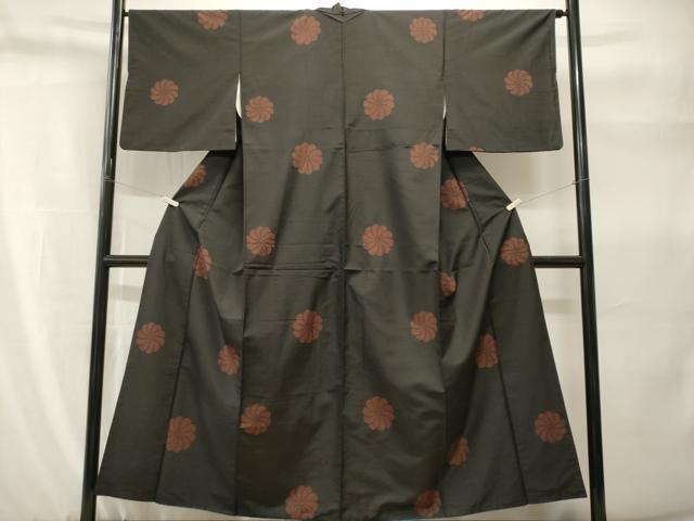 平和屋着物■上質な紬 舞花文 黒地 正絹 逸品 CABH9263ev