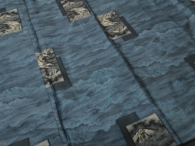 平和屋着物■上質な紬 色紙重ね 富士山 立波文 正絹 逸品 CABH9269ev