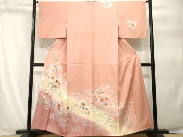 平和屋着物■訪問着 松竹梅流水花文 暈し染め 金彩 正絹 逸品 CABH9270ev