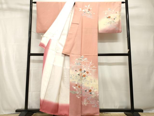平和屋着物■訪問着 松竹梅流水花文 暈し染め 金彩 正絹 逸品 CABH9270ev