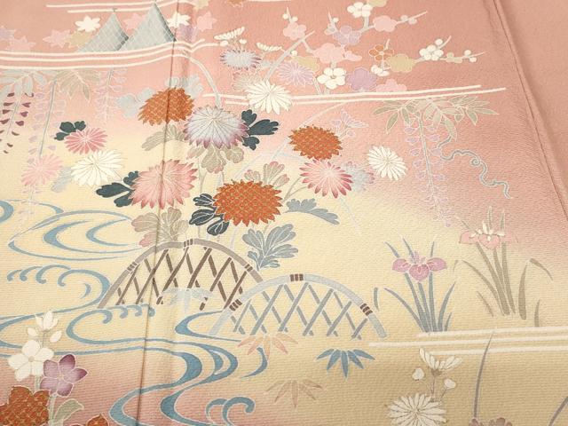 平和屋着物■訪問着 松竹梅流水花文 暈し染め 金彩 正絹 逸品 CABH9270ev