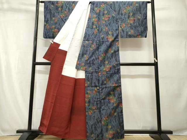 平和屋着物■上質な紬 草花文 正絹 逸品 CABH9273ev