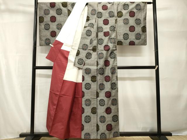 平和屋着物■上質な紬 幾何学花文 正絹 逸品 CABH9277ev