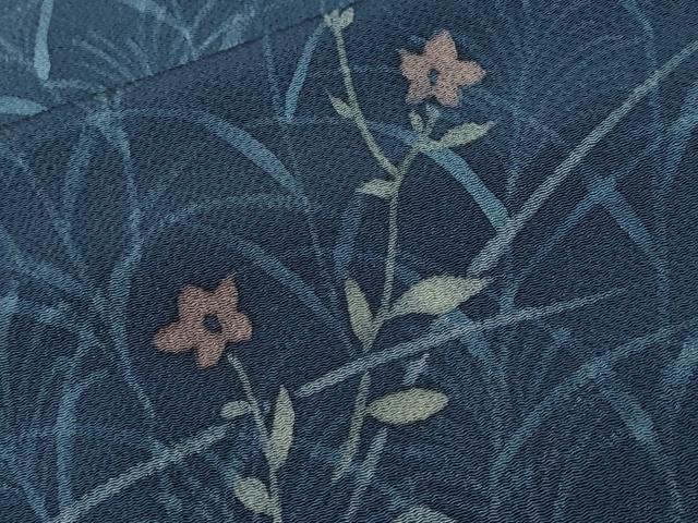 平和屋着物■訪問着 芒 枝花文 鬼しぼ縮緬 正絹 逸品 CABH9282ev