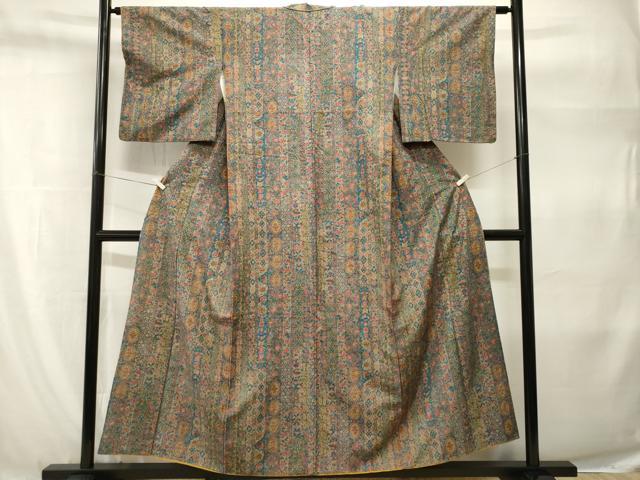 平和屋着物■上質な紬 更紗花間道 正絹 逸品 CABH9286ev