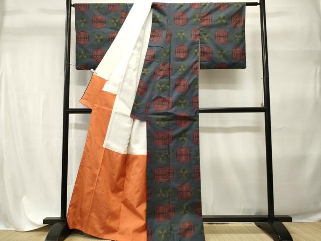 平和屋着物■本場大島紬 7マルキ 吉祥花丸文 高島屋扱い 正絹 逸品 CABH9295ev