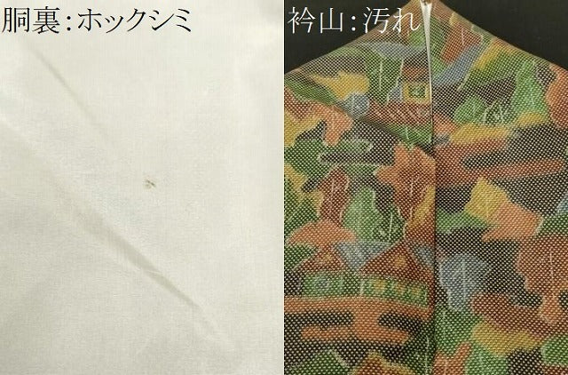 平和屋着物■上質な紬 風景文 正絹 逸品 CABH9296ev
