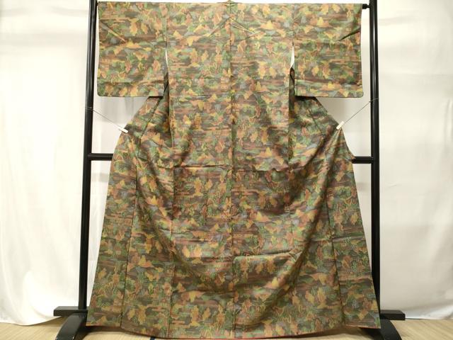 平和屋着物■上質な紬 風景文 正絹 逸品 CABH9296ev