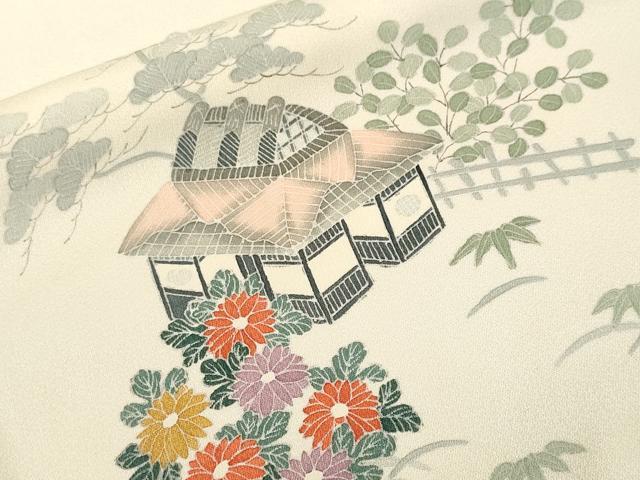 平和屋着物■訪問着 刺繍 松竹梅風景文 正絹 逸品 CABH9297ev
