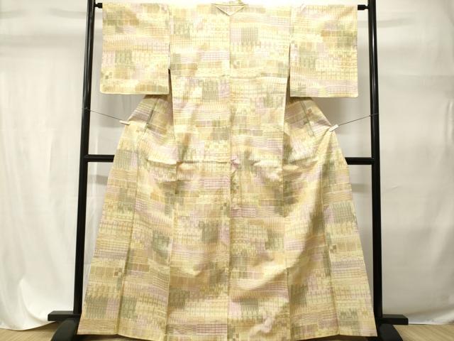 平和屋着物■上質な紬 幾何学文 正絹 逸品 CABH9298ev