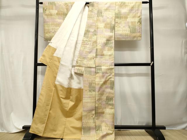 平和屋着物■上質な紬 幾何学文 正絹 逸品 CABH9298ev