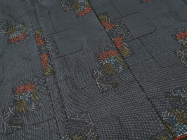 平和屋着物■本場大島紬 7マルキ 色紙重ね草花文 正絹 逸品 未使用 CABH9306ev