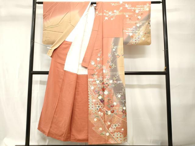 平和屋着物■訪問着 作家物 枝橘亀甲七宝花文 暈し染め 金銀彩 正絹 逸品 CABH9307ev