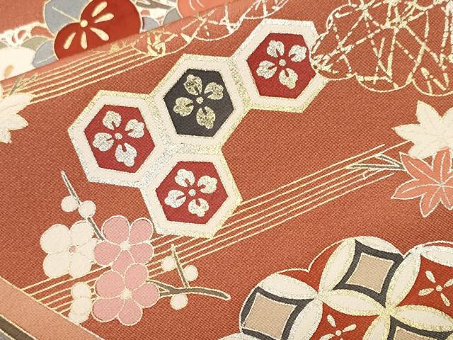 平和屋着物■訪問着 作家物 枝橘亀甲七宝花文 暈し染め 金銀彩 正絹 逸品 CABH9307ev