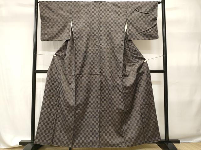 平和屋着物■上質な紬 市松文 正絹 逸品 CABH9333ev