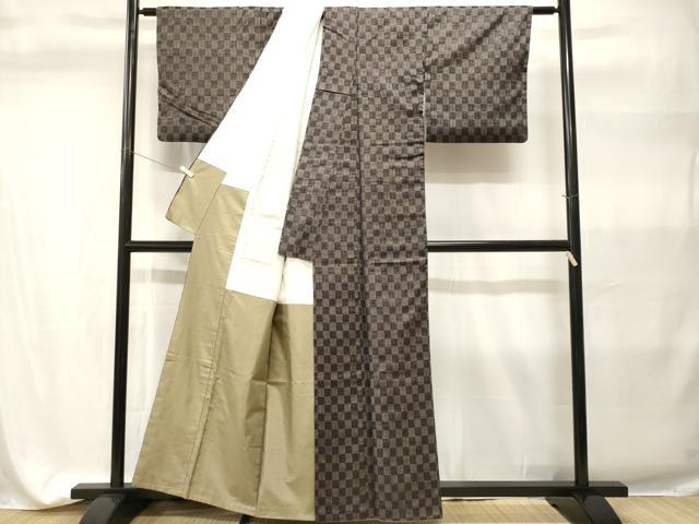 平和屋着物■上質な紬 市松文 正絹 逸品 CABH9333ev