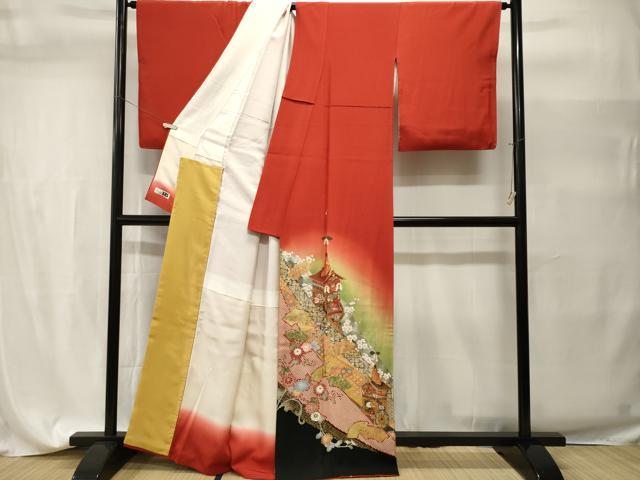 平和屋着物■豪華色留袖 幾久重袖 鉾 飛鶴花唐草文 暈し染め 金彩 正絹 逸品 CABH9499ev