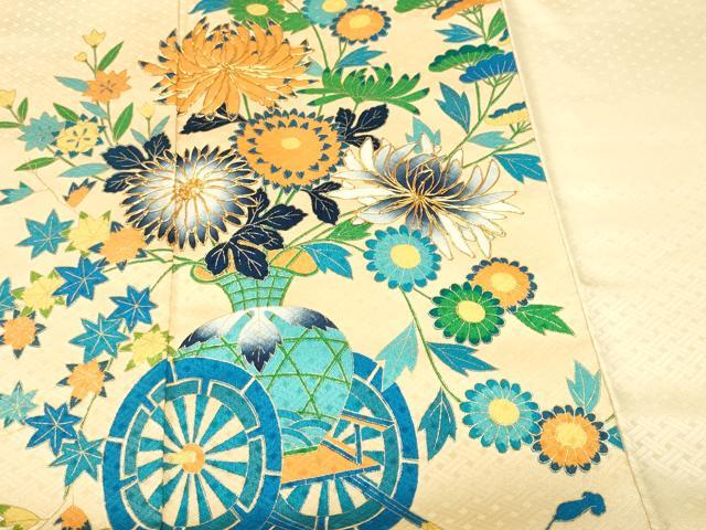 平和屋着物■訪問着 駒刺繍 花車文 金彩 正絹 逸品 CABH9535ev